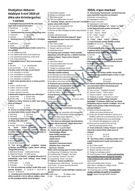 adabiyot 5-sinf 2020 1-test(1) — DOCX