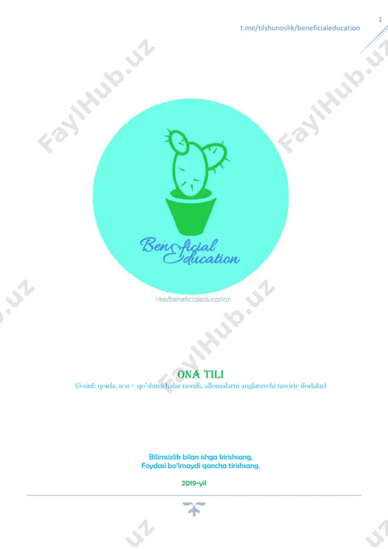 ona tili 5-sinf qoidalari testlari bilan — PDF