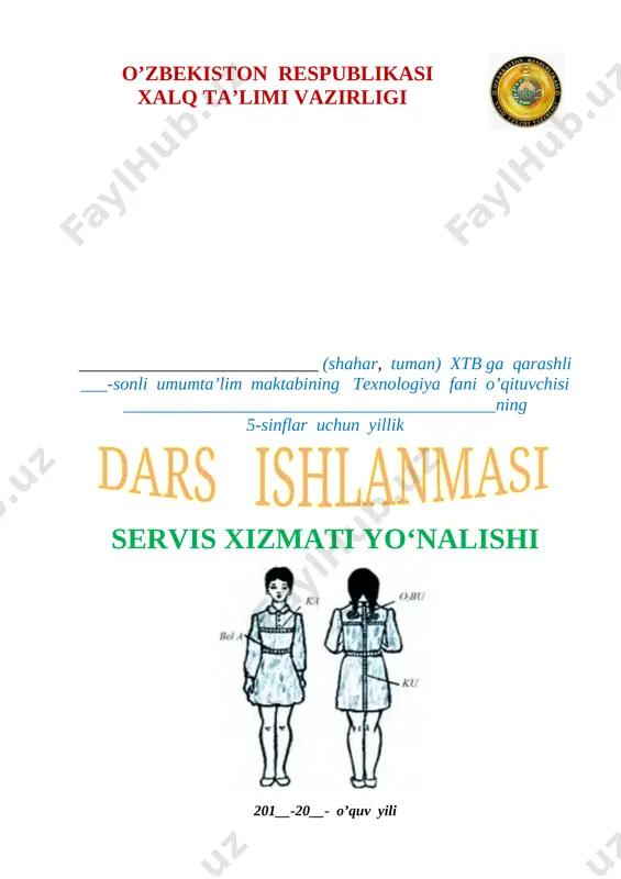 5-sinf texnologiya qizlar — DOCX