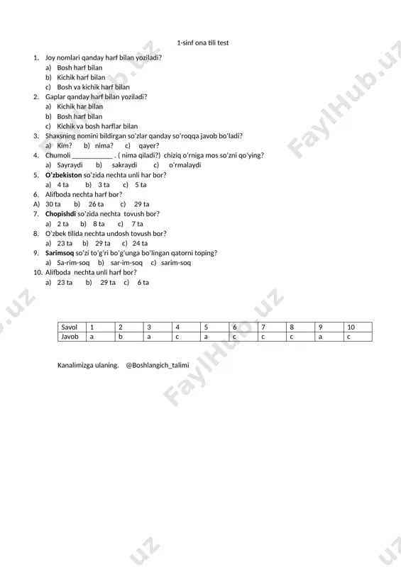 1-sinf ona tili 1 n — DOCX
