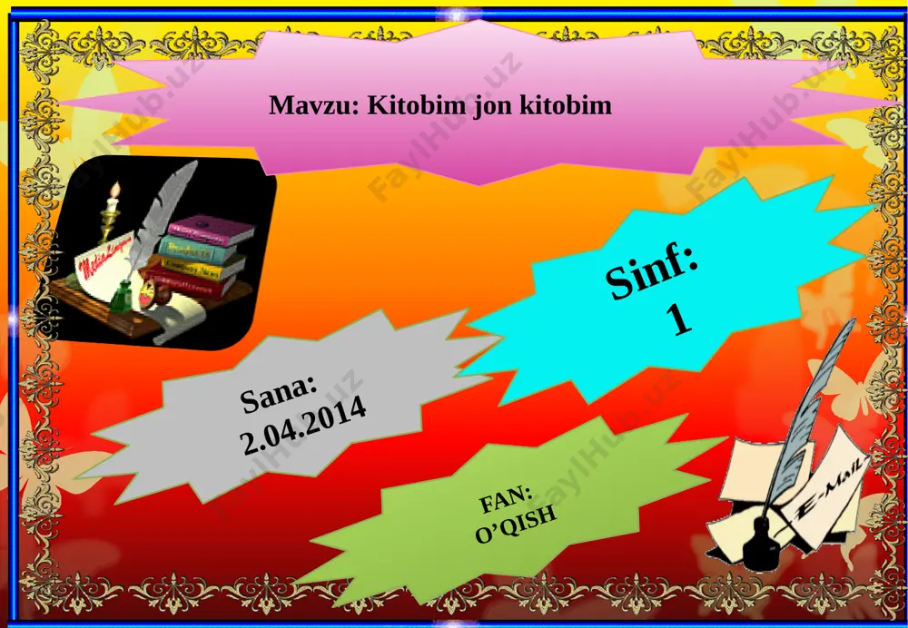 1-sinf kitobim jon kitobim — PPTX