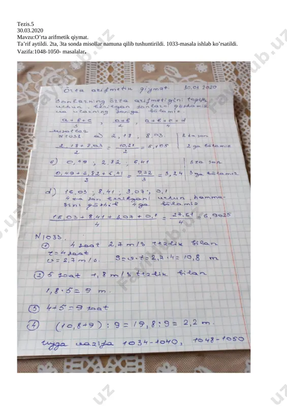 5-sinf tezis — DOCX
