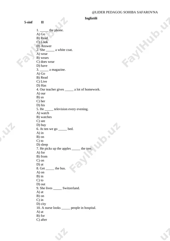 @lider pedagog monitoring test.docx 5-sinf 2-chorak — DOCX