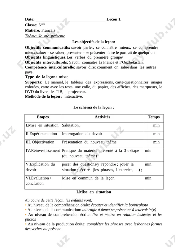 5-sinf fransuz tili — DOCX