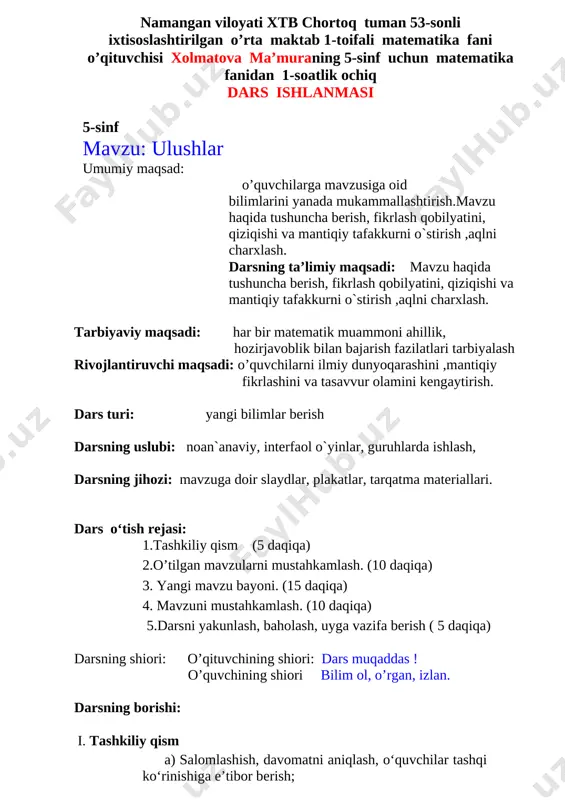 5-sinf ulushlar — DOCX