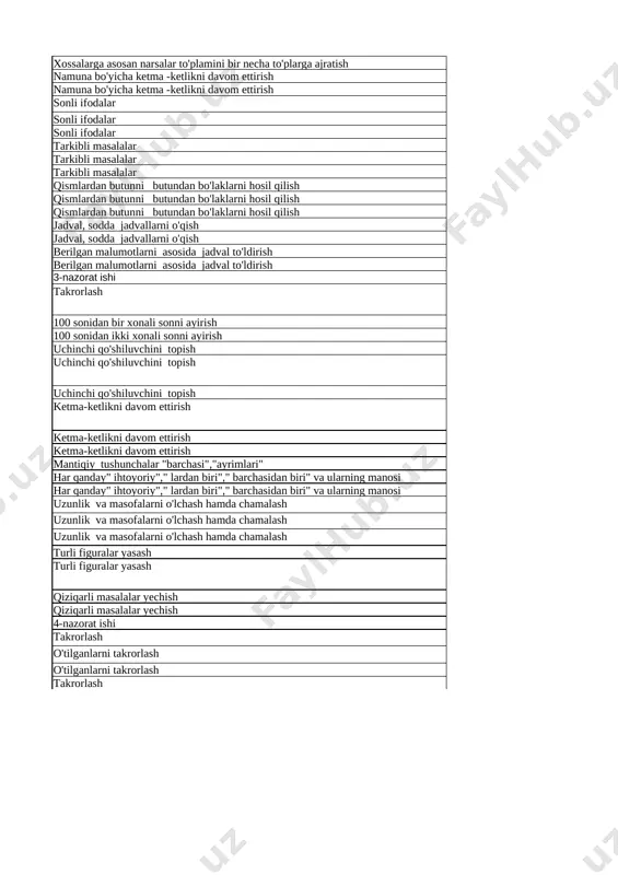 1-sinf matematika (1) — XLSX