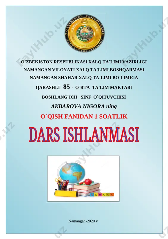 85_maktab_akbarova_nigora_o'qish_fanidan_dars_ishlanma — DOC