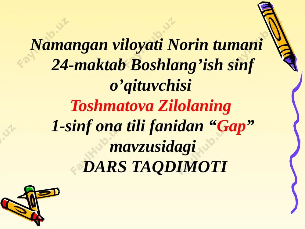 1-sinf taqdimot — PPTX