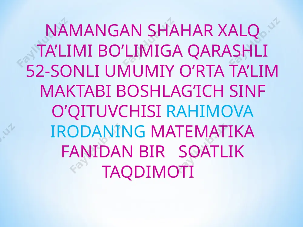 1-sinf raqamlarni o'rganamiz — PPT