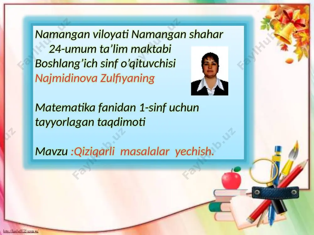 matematika 1-sinf namangan shahar 24-maktab — PPTX