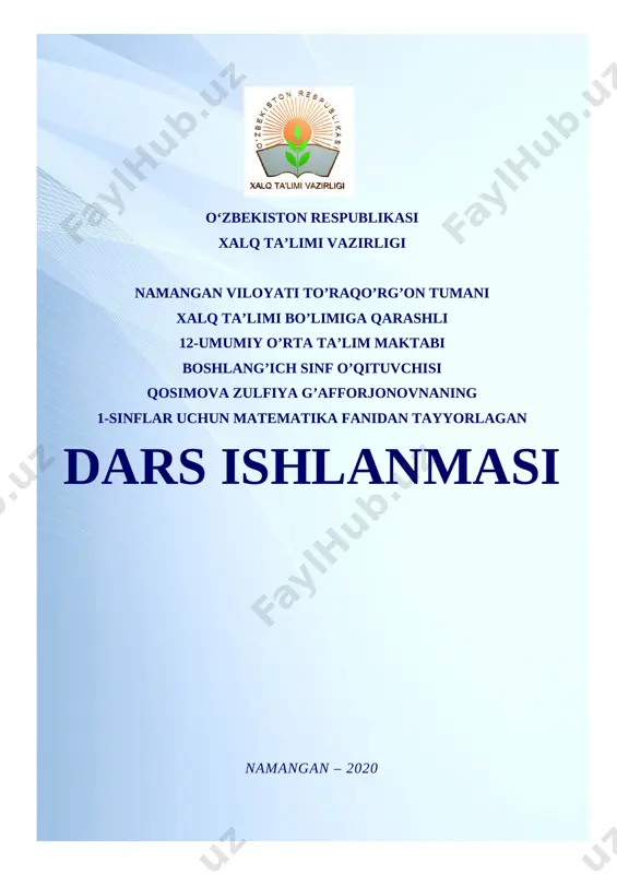 1-sinf matematika narsaning shakli — DOCX