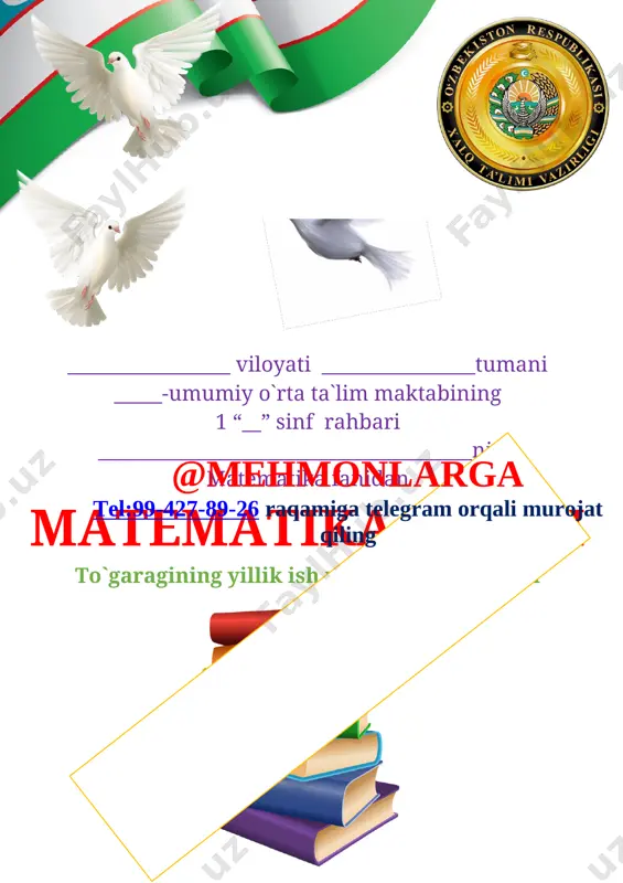 1-sinf matematik tto'gark 2020-2021 yil — DOCX