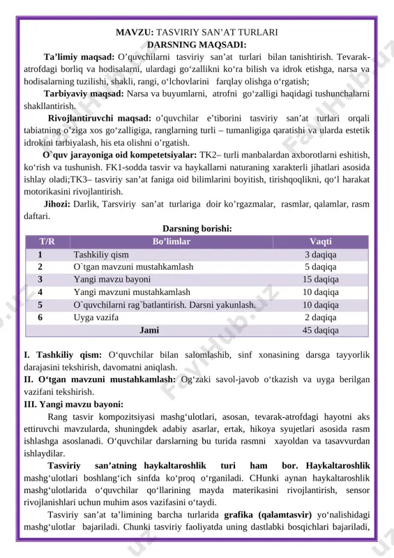 1-sinf tasviriy san'at — DOCX