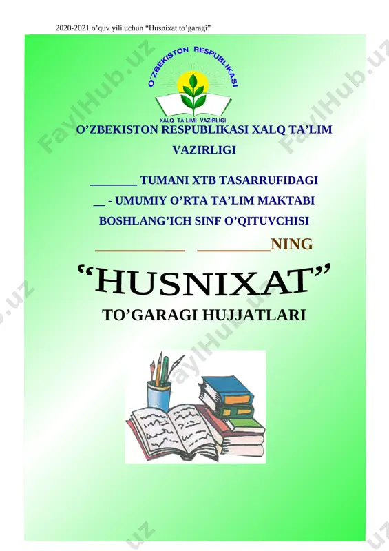 husnixat to'garagi 2020-2021 — DOC
