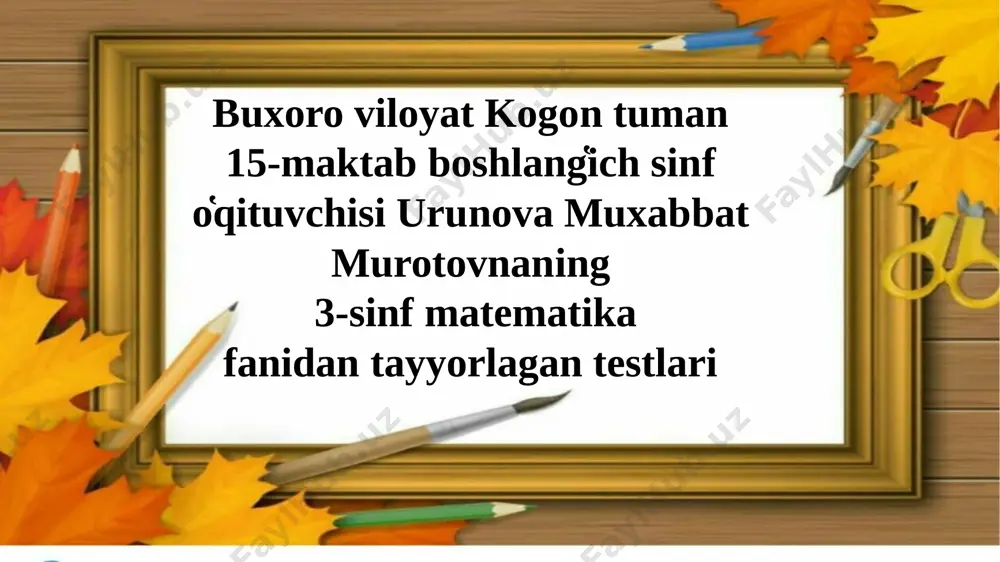 qismni topishga doir testlar — PPTX