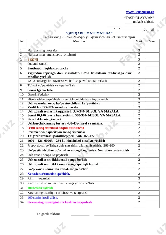 1-4-sinf matematika — DOCX