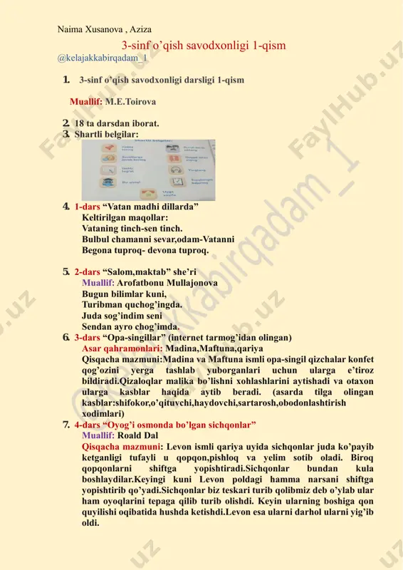 3-sinf o'qish savodxonligi.1-qism @kelajakkabirqadam_1 — PDF