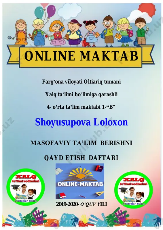 onlayn dars mavzulari 1-sinf — PDF