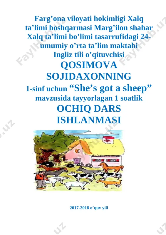 ochiq dars 1-sinf ingliz tili — DOCX