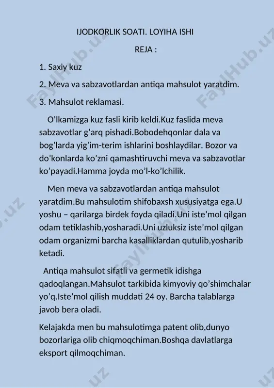ijodkorlik soati — DOCX