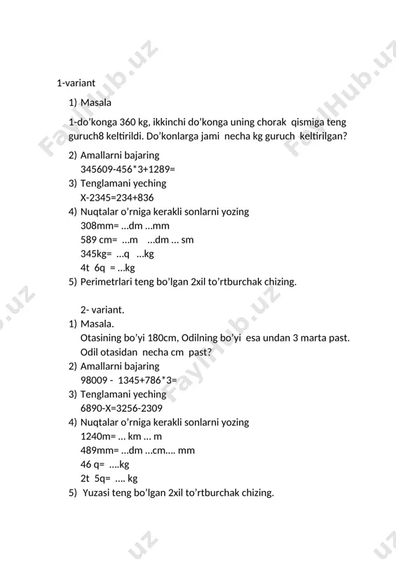 3-sinf matem ni 1-chorak — DOCX