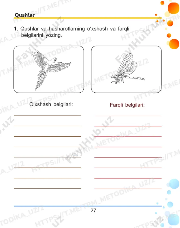 3sinf tabiiy fan daftari 7-9 dars — PDF