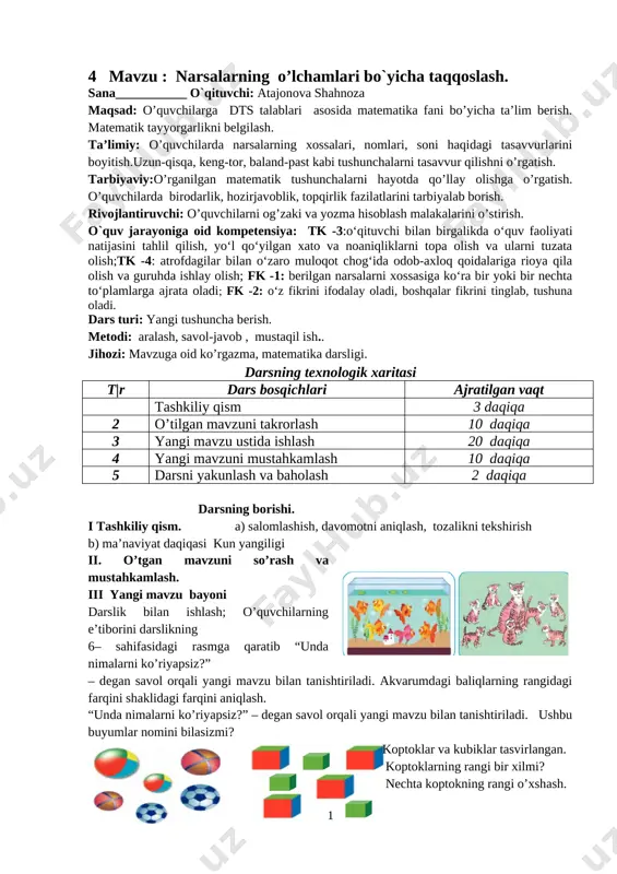 1 chorak matematika — DOC
