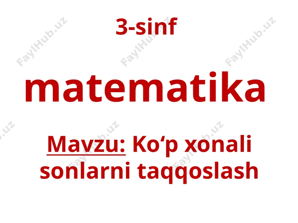 3-sinf matematika 14-dars — PPTX