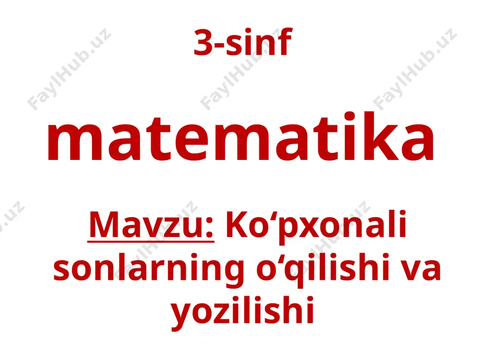 3-sinf matematika 13-dars — PPTX