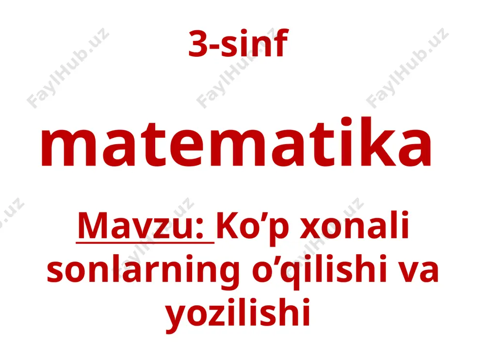 3-sinf matematika 12-dars — PPTX