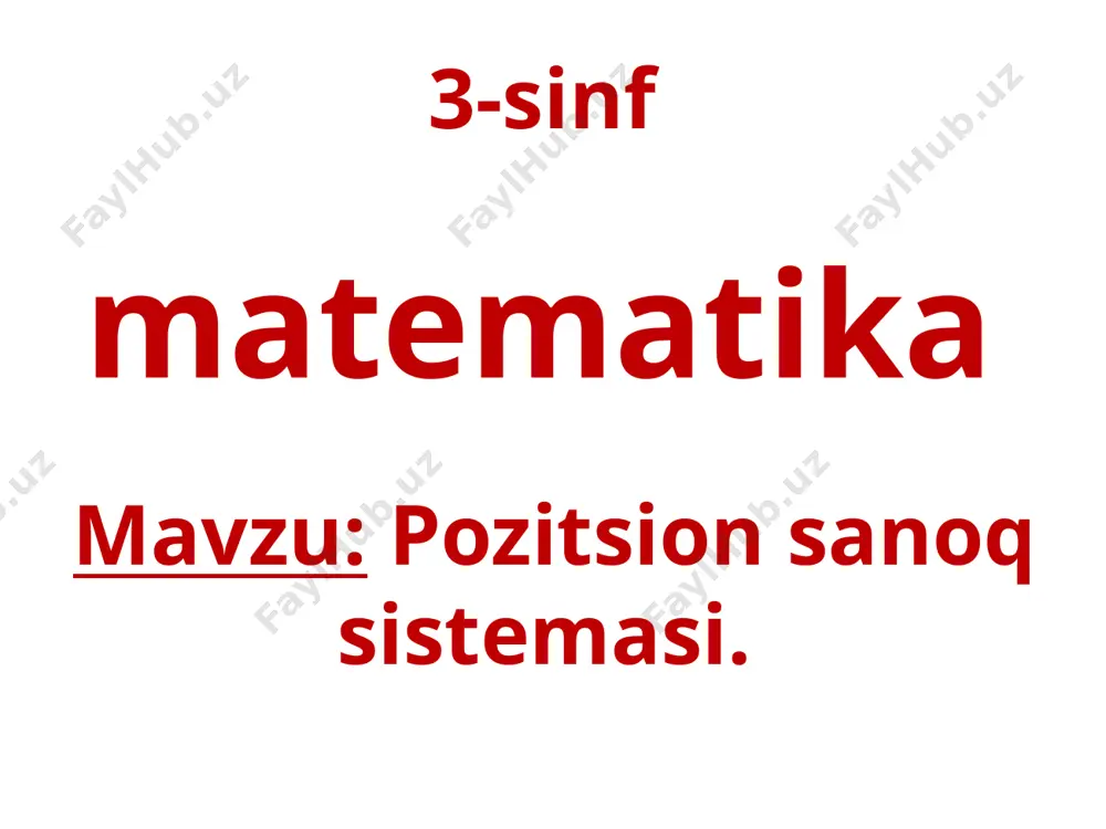 3-sinf matematika 11-dars — PPTX
