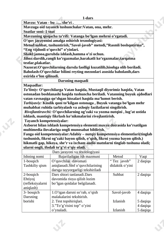 1 sinf o'qish kom-ya yillik konspekt — DOCX