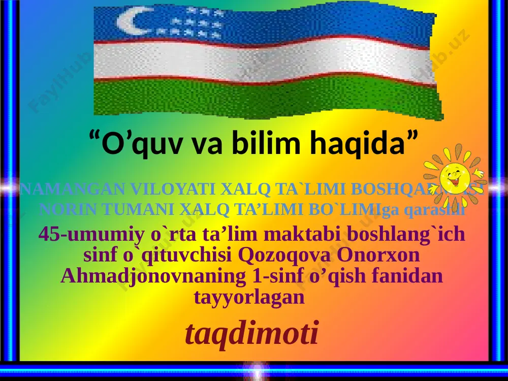 1-o'qish o'quv va bilim haqida — PPTX