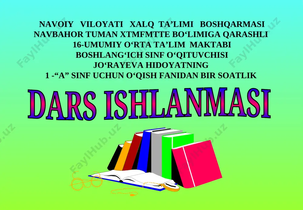 1-sinf o'qish avloniy — PPT