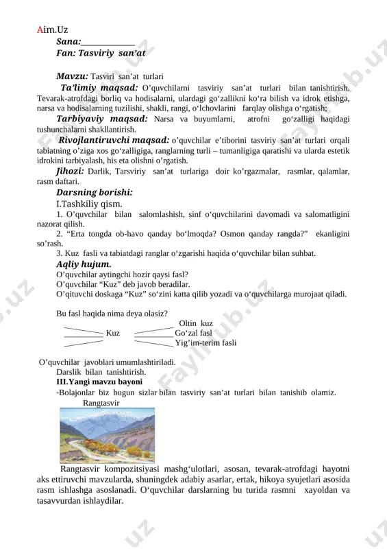 1_sinf_tasviriy_san'at_fanidan_yillik — DOCX