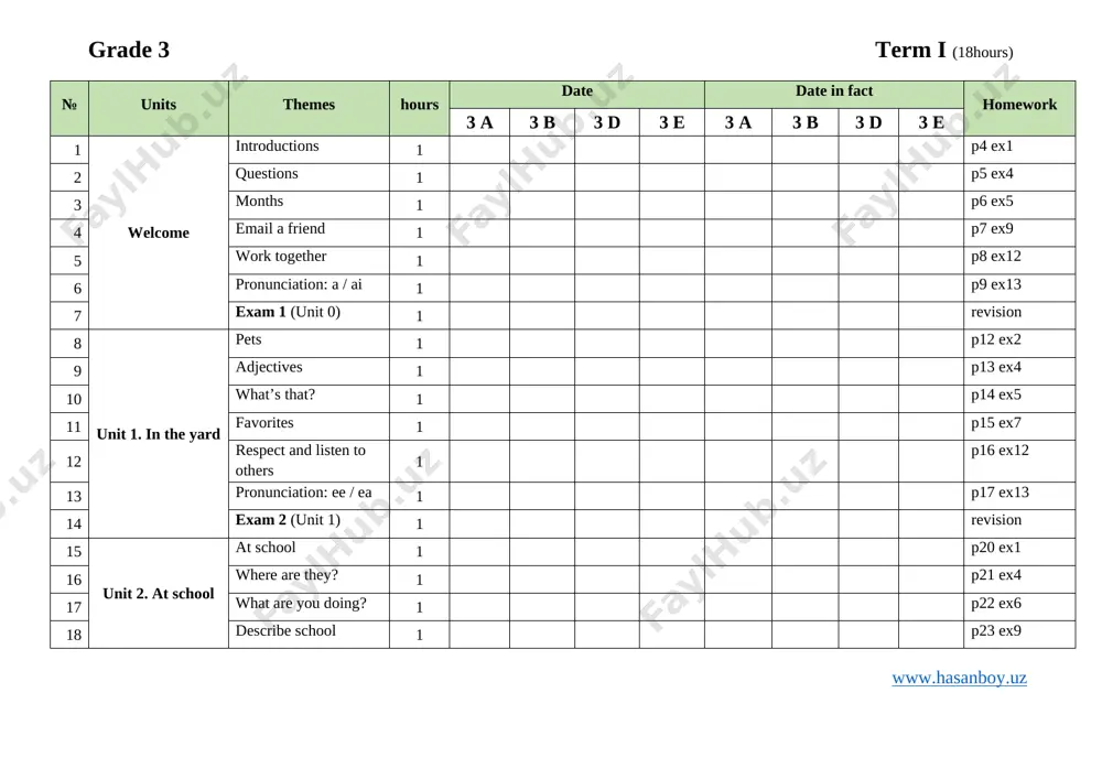 3-sinf ish reja 4talik — DOCX