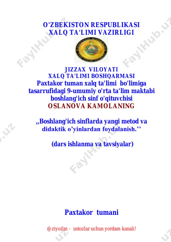 metodik tavsiya boshl — PDF