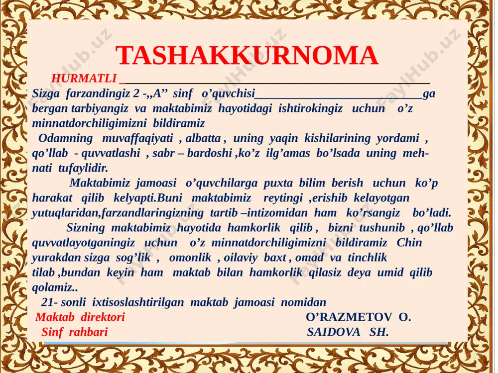 tashakkurnoma — PPTX