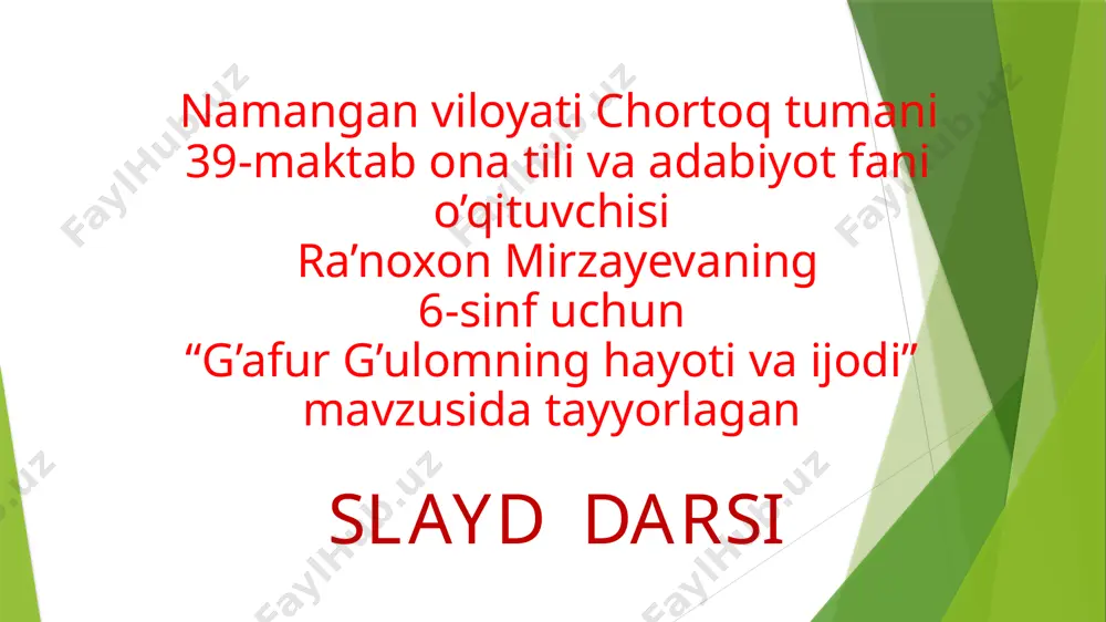 g`afur g'ulom slayd — PPTX
