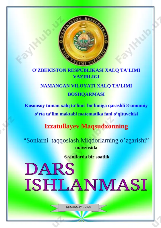 6-sinf sonlarni taqqoslash — DOCX