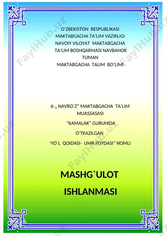 yo`l qoidasi umr foydasi — DOCX