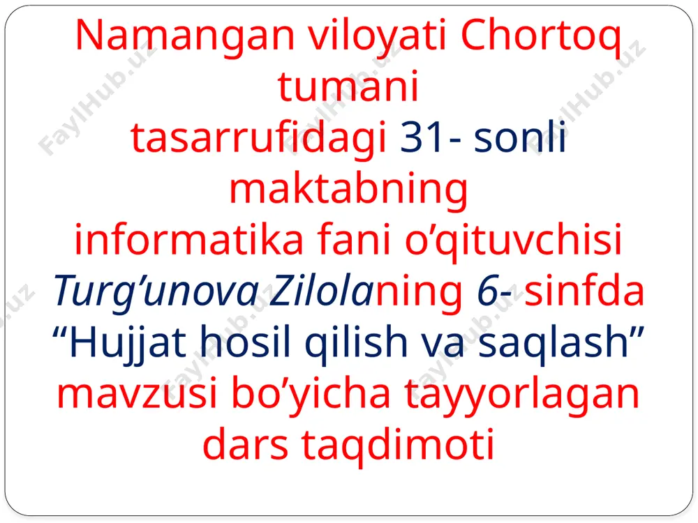hujjat hosil qilish va saqlash — PPTX