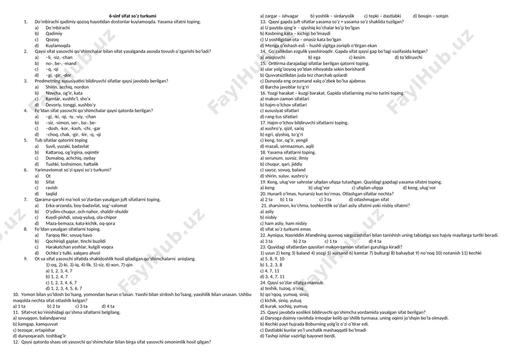 6-sinf sifat so'z turkumi — DOCX
