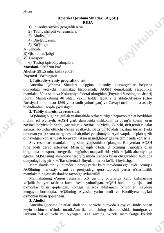 amerika qo'shma shtatlari (aqsh) — DOCX