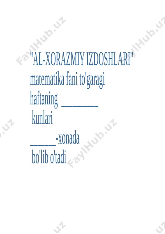 6-sinf matematika to'garak — DOCX