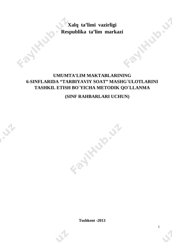 6-sinf tarbiyaviy soat — DOC