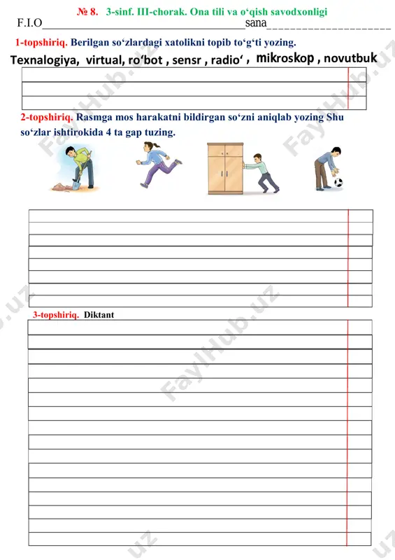 3 sinf ona tili 8-nazorat ishi — PDF