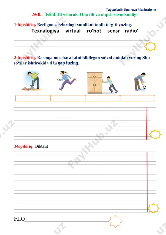 3 sinf ona tili 8-nazorat ishi — PDF