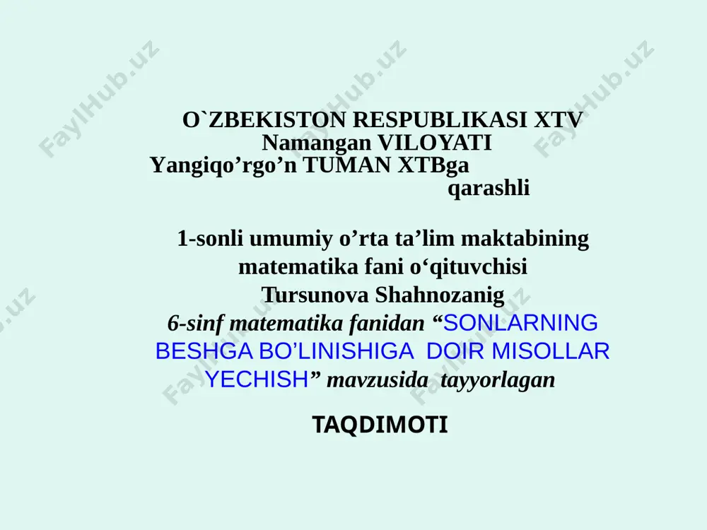 sonlarning_5_ga_bolinishiga_doir_mis — PPTX