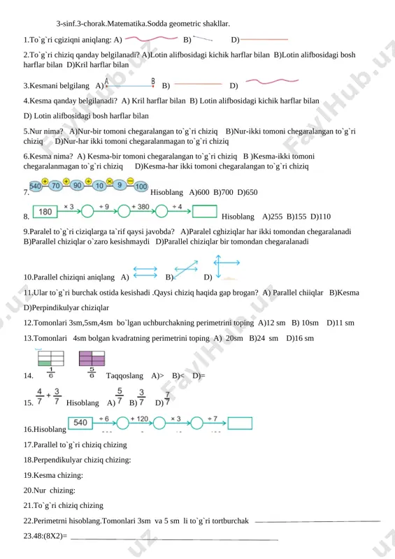 3-s.3-ch.matematika va ona t o`qish .s. test.09.02.23 — DOCX